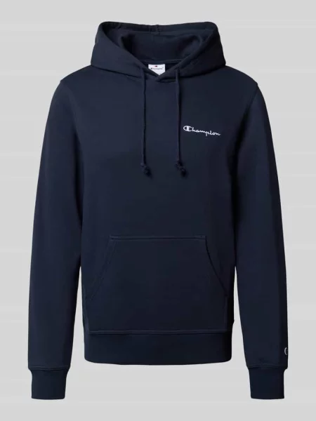 Bluza z kapturem z wyhaftowanym logo Champion granatowa
