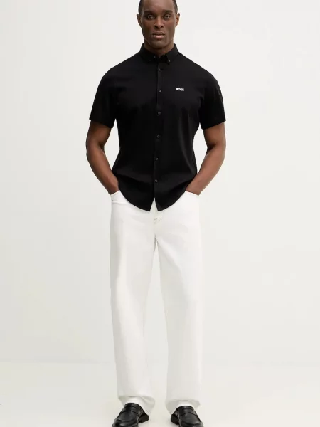 Ошейниковый рубашка Boss Green черная