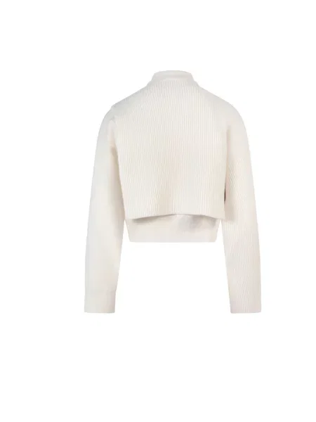 Sweter z golfem Fendi wełniany do golfa biały