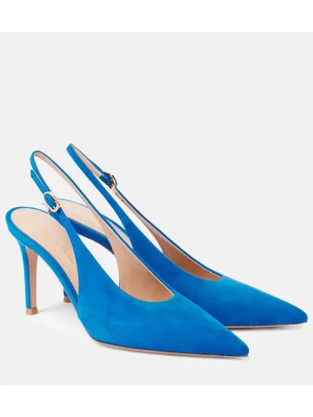 Pantofi cu toc Gianvito Rossi din piele de căprioară slingback albastru