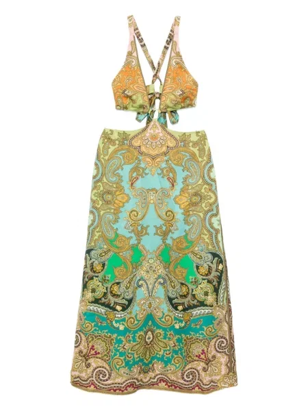 Rochie Alemais cu imagine cu model paisley de costum verde