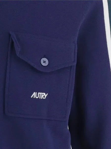 Csíkos kardigán Autry autogrammal kék