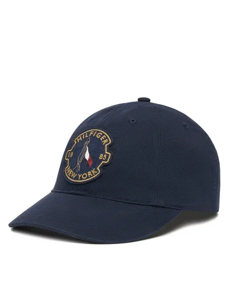 Шапка с козирка Tommy Hilfiger с десен тъмносиньо
