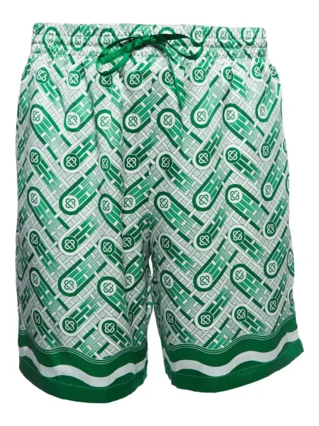 Slip de baie Casablanca cu imprimeu geometric verde