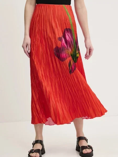 Desigual Plisovaná sukňa Follet Oranžová červená