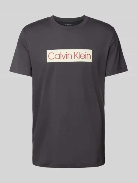 T-shirt z nadrukiem z logo Calvin Klein Jeans czarny