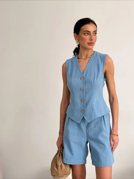 ART KNIT Шорти Льон/бавовна блакитний