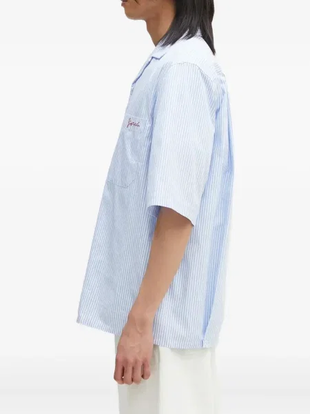 Cămașă Fiorucci cu broderie cu dungi albastru
