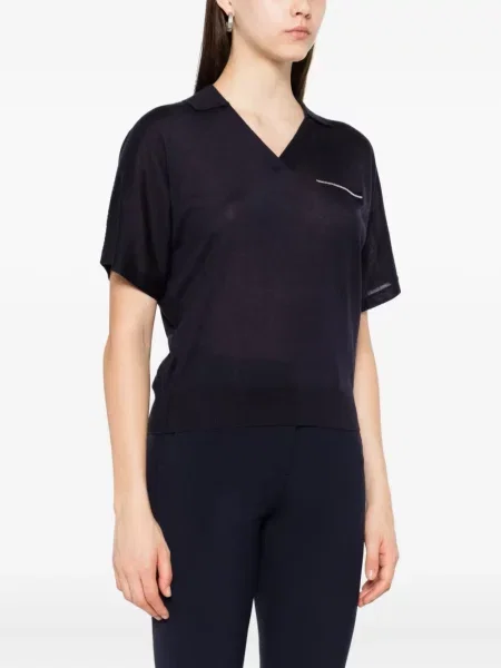 Kryształ górski koszulka Peserico z dekoltem w serek niebieska