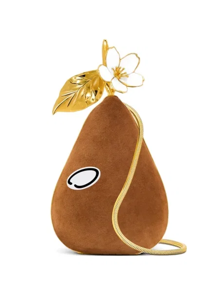 Geantă plic Oscar De La Renta din piele de căprioară maro