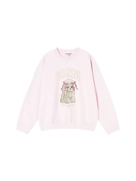 GANNI bluza z nadrukiem różowy