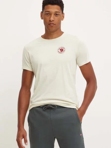 Tričko Fjallraven Logo T-shirt s potiskem béžová