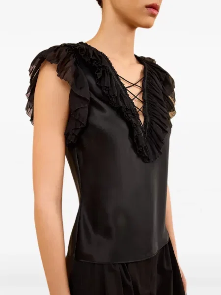 Top Ulla Johnson cu volane negru