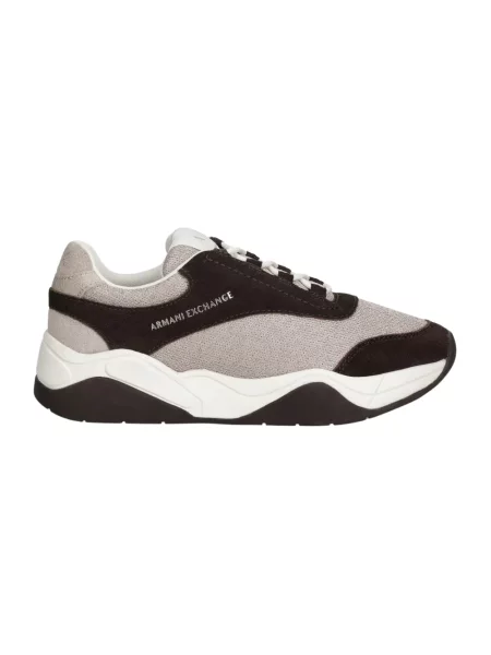 Sneakersy Armani Exchange zamszowe na platformie beżowe