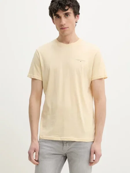 Тениска Tommy Jeans с изчистен дизайн жълто