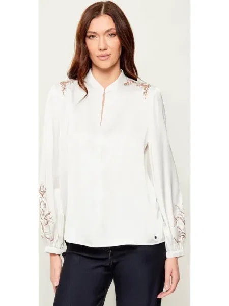 Marc Cain Bluză maro / murdar alb