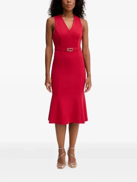 Rochie Twinset cu decolteu în V de costum roșu