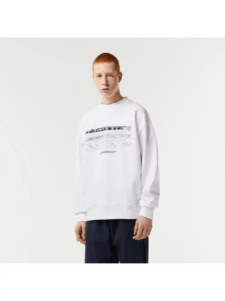 Lacoste Bluza Z Logo O Luźnym Kroju biała