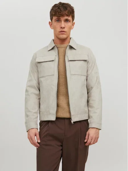 Кожаная куртка Jack&jones бежевая
