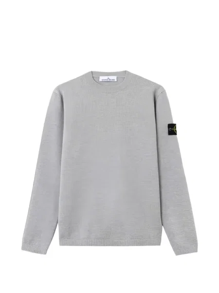 Pulover Stone Island cu decolteu rotund cu strasuri gri