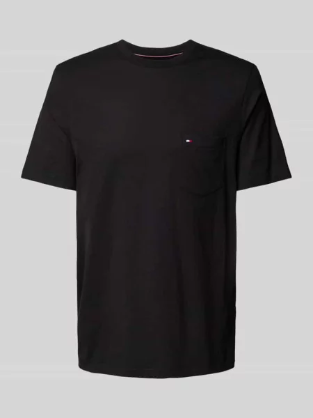 T-shirt o kroju regular fit z czystej bawełny Tommy Hilfiger czarna