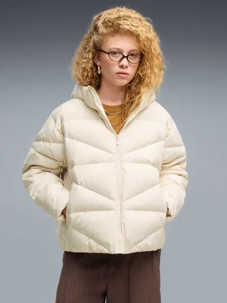 Пуховик Puma с капюшоном белый