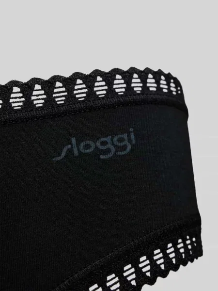 Figi z obszyciem z koronki w zestawie 3 szt. model ‘GO’ Sloggi czarne