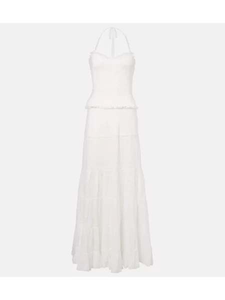 Rochie maxi Poupette St Barth cu dungi de costum alb