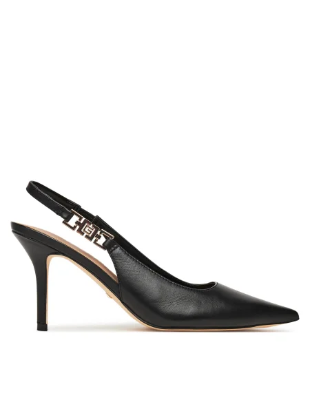 Кожени обувки с тънък Guess черно