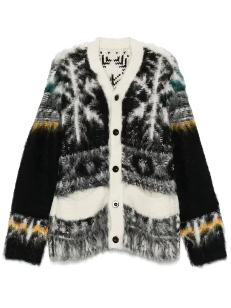 Cardigan Sacai cu imprimeu abstract negru