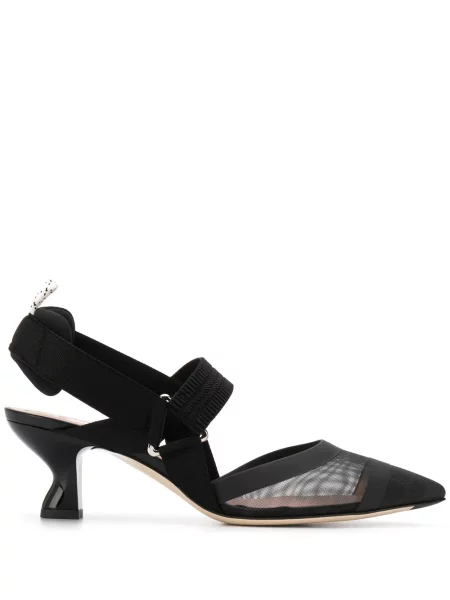 Pantofi cu toc Fendi slingback negru