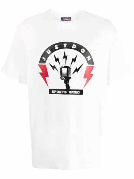 Tricou Just Don cu imagine scurt alb