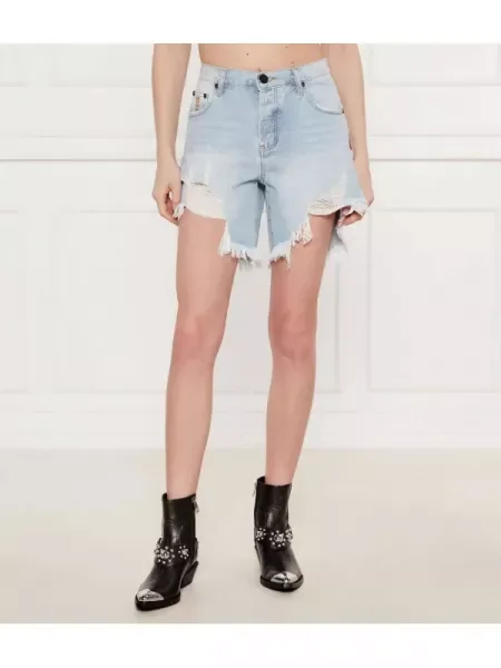 One Teaspoon De blugi pantaloni scurți Frankies | Boyfriend fit | low waist albastru