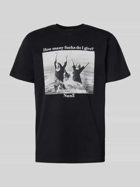 T-shirt z nadrukiem z napisem model ‘Nun Given Black’ Dedicated czarna