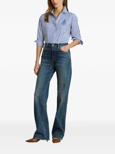 Traperice ravnih nogavica Lauren Ralph Lauren visoki struk plava
