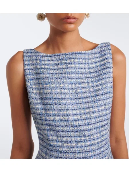 Rochie midi Carolina Herrera din tweed albastru