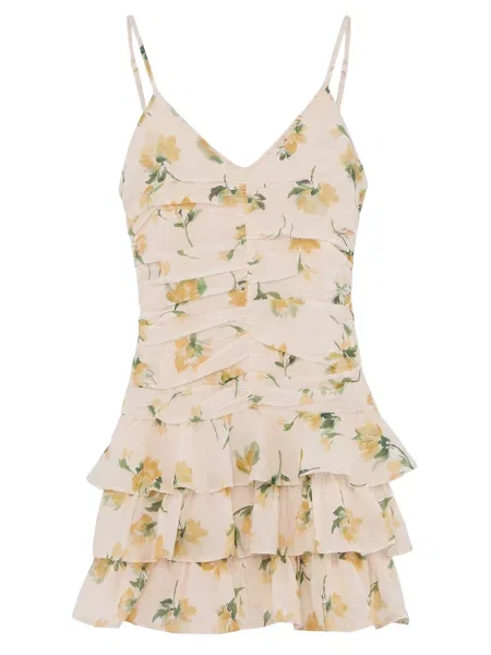 Trendyol Rochie de vară ecru / curry / verde galben