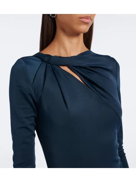 Rochie Rebecca Vallance din jerseu drapată albastru