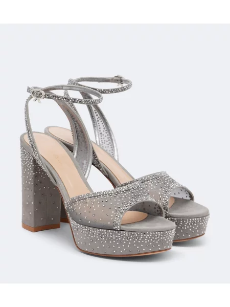 Sandale Gianvito Rossi cu platformă din organza gri