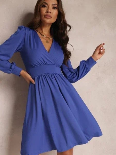 Rochie în stil portofel Hosidius albastră