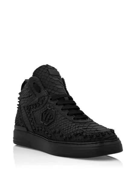 Δερμάτινα sneakers Philipp Plein με καρφιά μαύρο