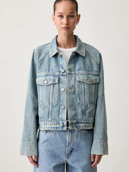 Calvin Klein Jeans geacă de blugi pentru femei din denim albastru