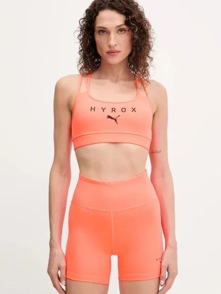 Однотонные шорты Puma с высокой посадкой оранжевые