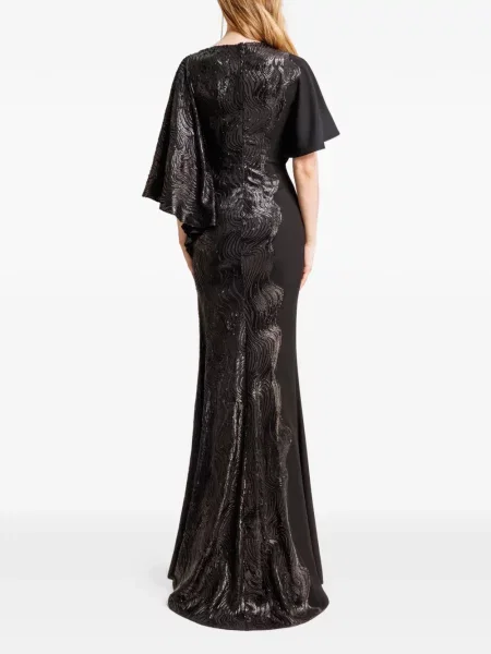 Sukienka maxi Gemy Maalouf asymetryczna z asymetrycznym dekoltem garniturowa czarna