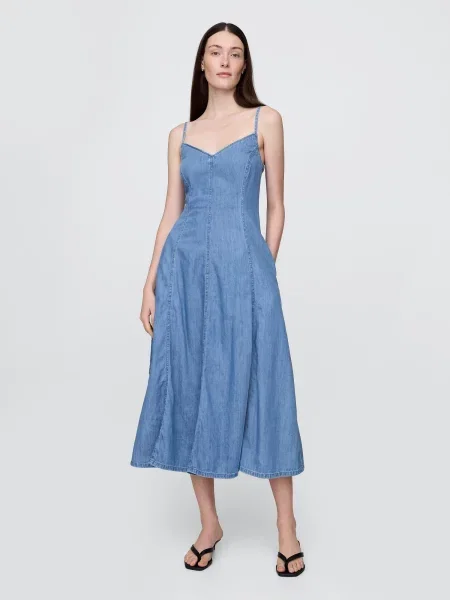 Maxi rochie din denim Gap de costum albastru