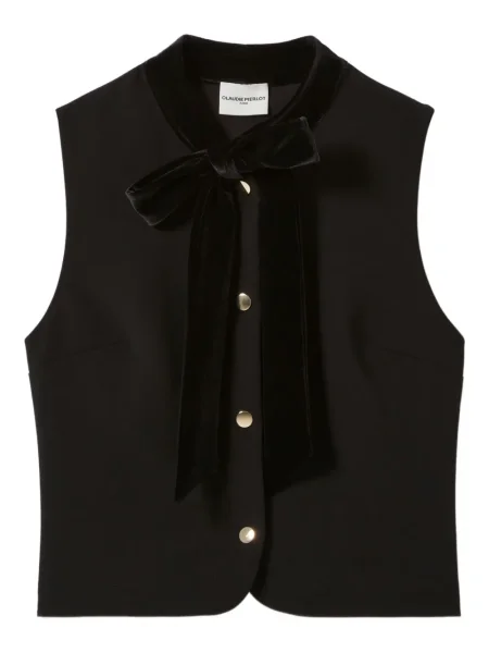 Top Claudie Pierlot cu funde de catifea negru