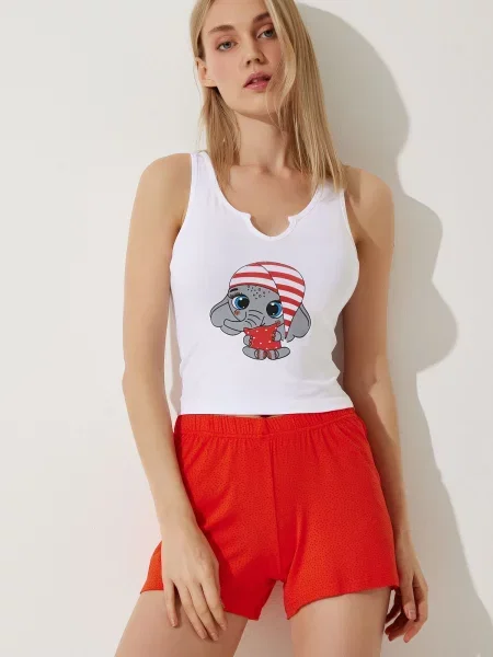 Pantaloni scurți Happiness İstanbul alb