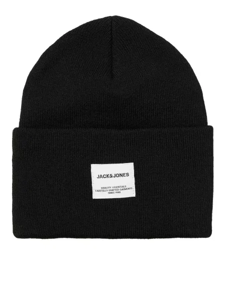 JACK & JONES Čepice Long Knit černá bílá
