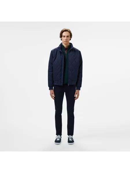 Lacoste Relaxed Fit Pikowana Kurtka Z Kołnierzem granatowa