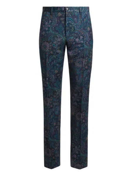 Pantaloni Etro cu model floral albastru